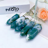 Double point moss agate Tower