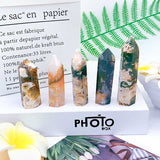 Red moss agate point tower