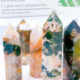 Red moss agate point tower