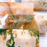 Red moss agate point tower