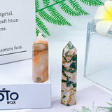 Red moss agate point tower