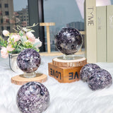 Lapidolite with smoky quartz sphere