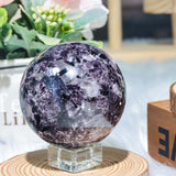 Lapidolite with smoky quartz sphere