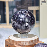 Lapidolite with smoky quartz sphere