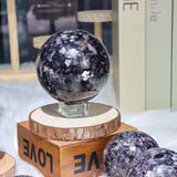 Lapidolite with smoky quartz sphere